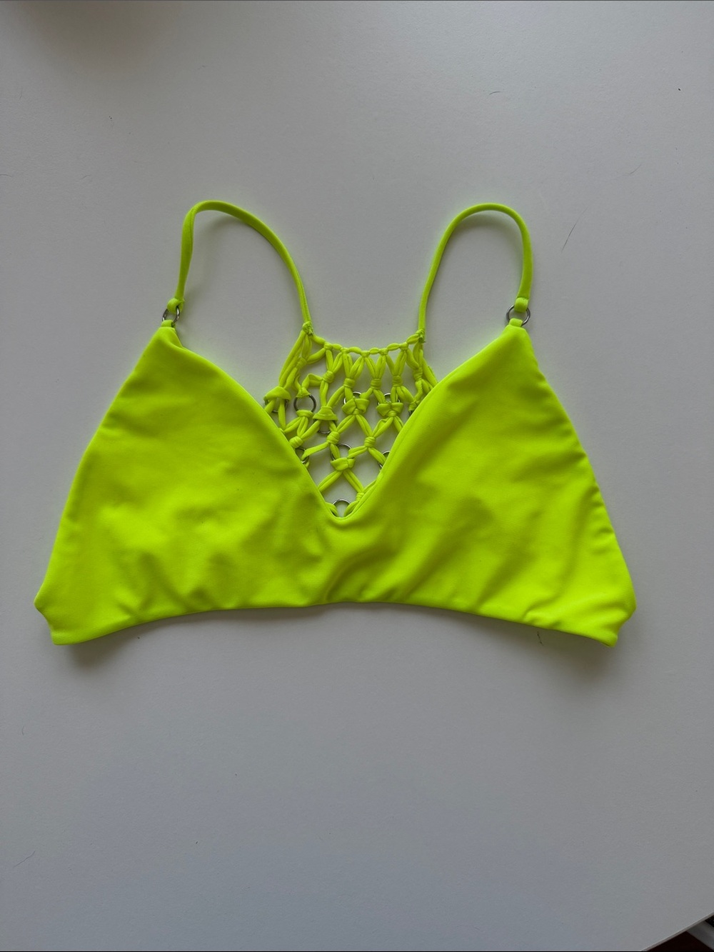 Mikoh Neon Yellow Macramé Bikini Top - EUC size L